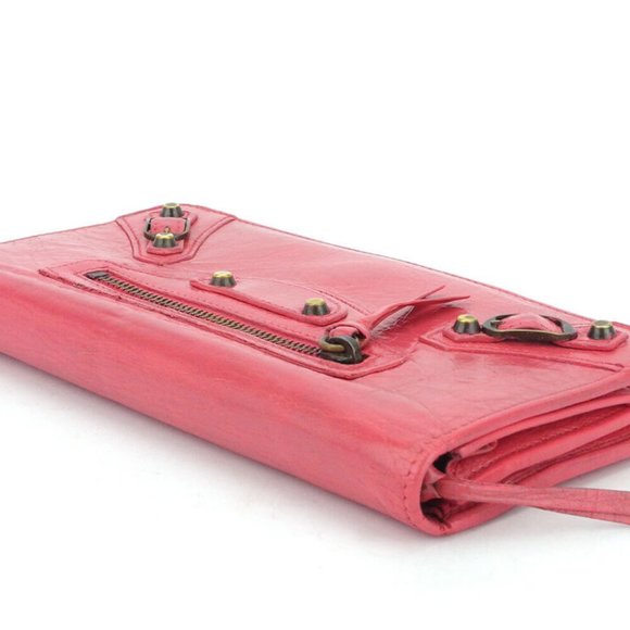 BALENCIAGA Purse Classic money pink leather Auth used L2955 - Picture 1 of 9